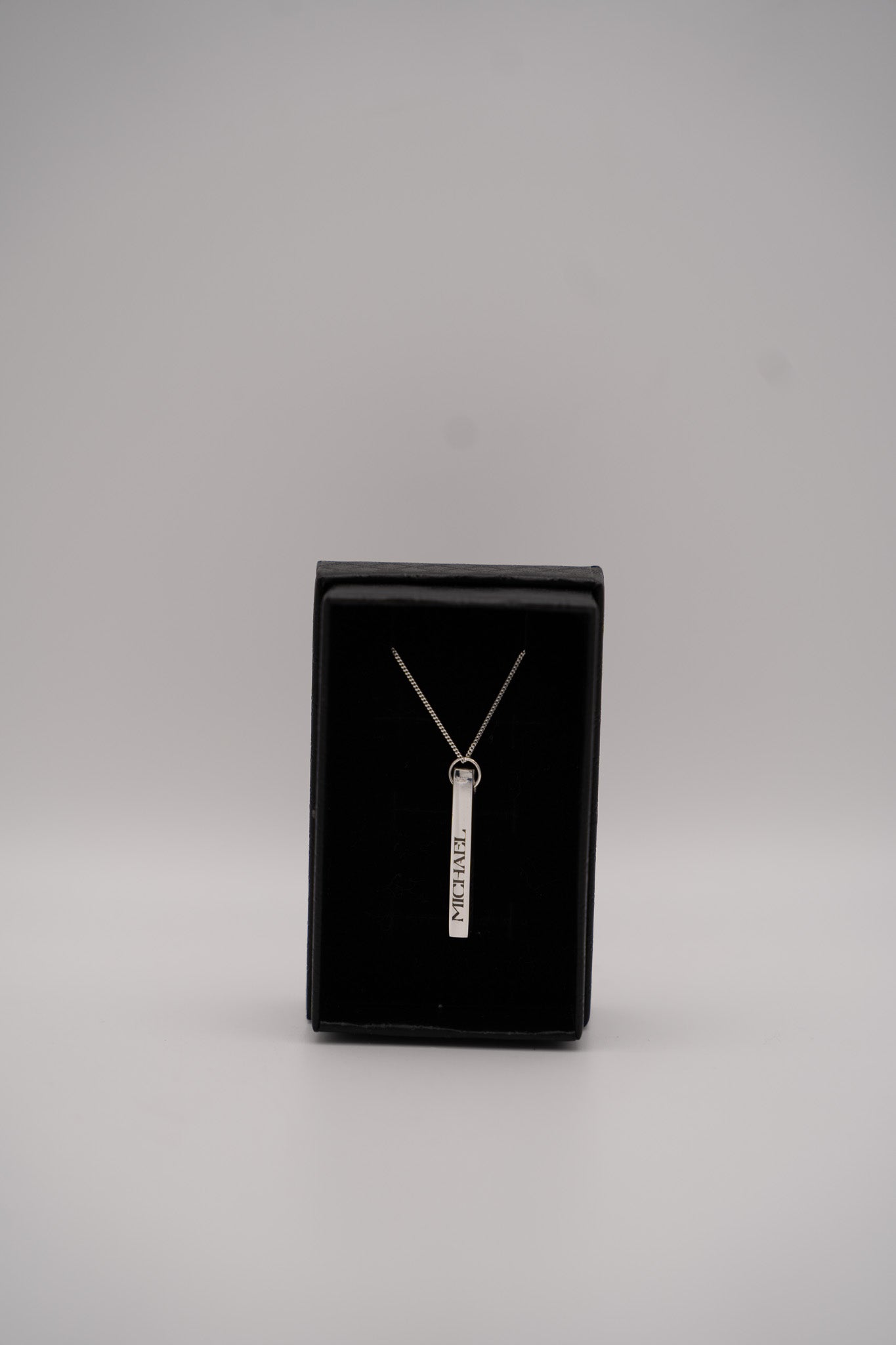 Personalised Gift: Solid Silver Bar, Personalised with any 4 names or words & Solid Silver Diamond Cut Chain