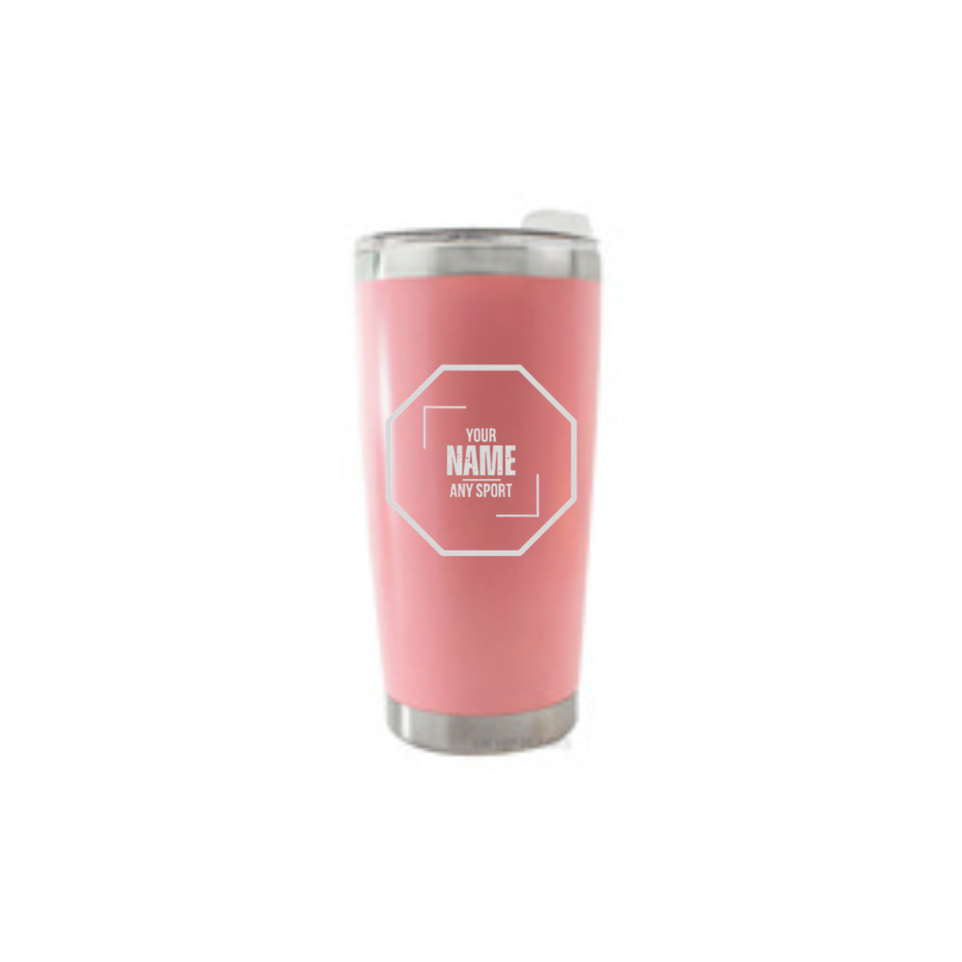 Personalised Gift: Thermal Travel Mug, Logo Design, Your Name & Initials & Any Sport