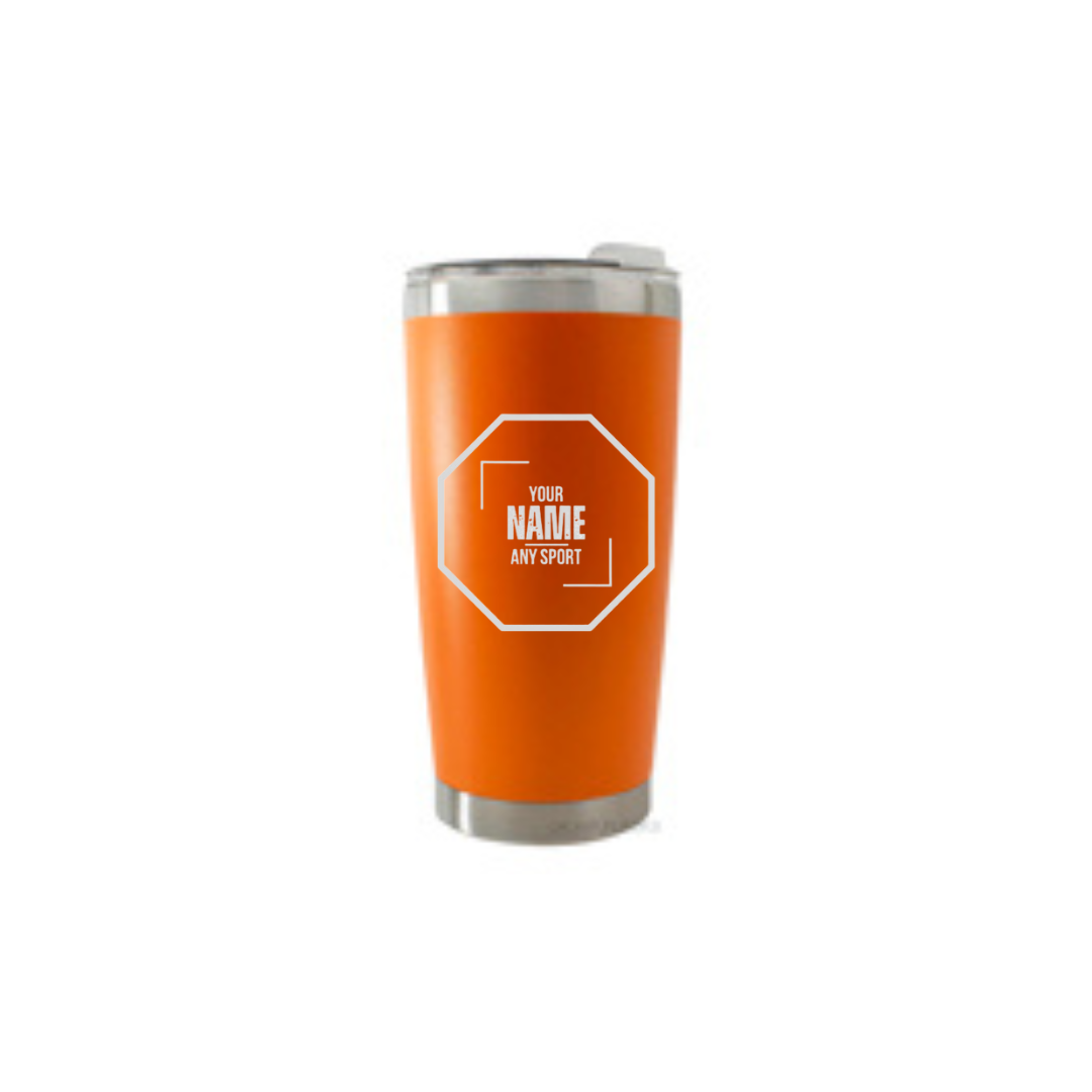 Personalised Gift: Thermal Travel Mug, Logo Design, Your Name & Initials & Any Sport