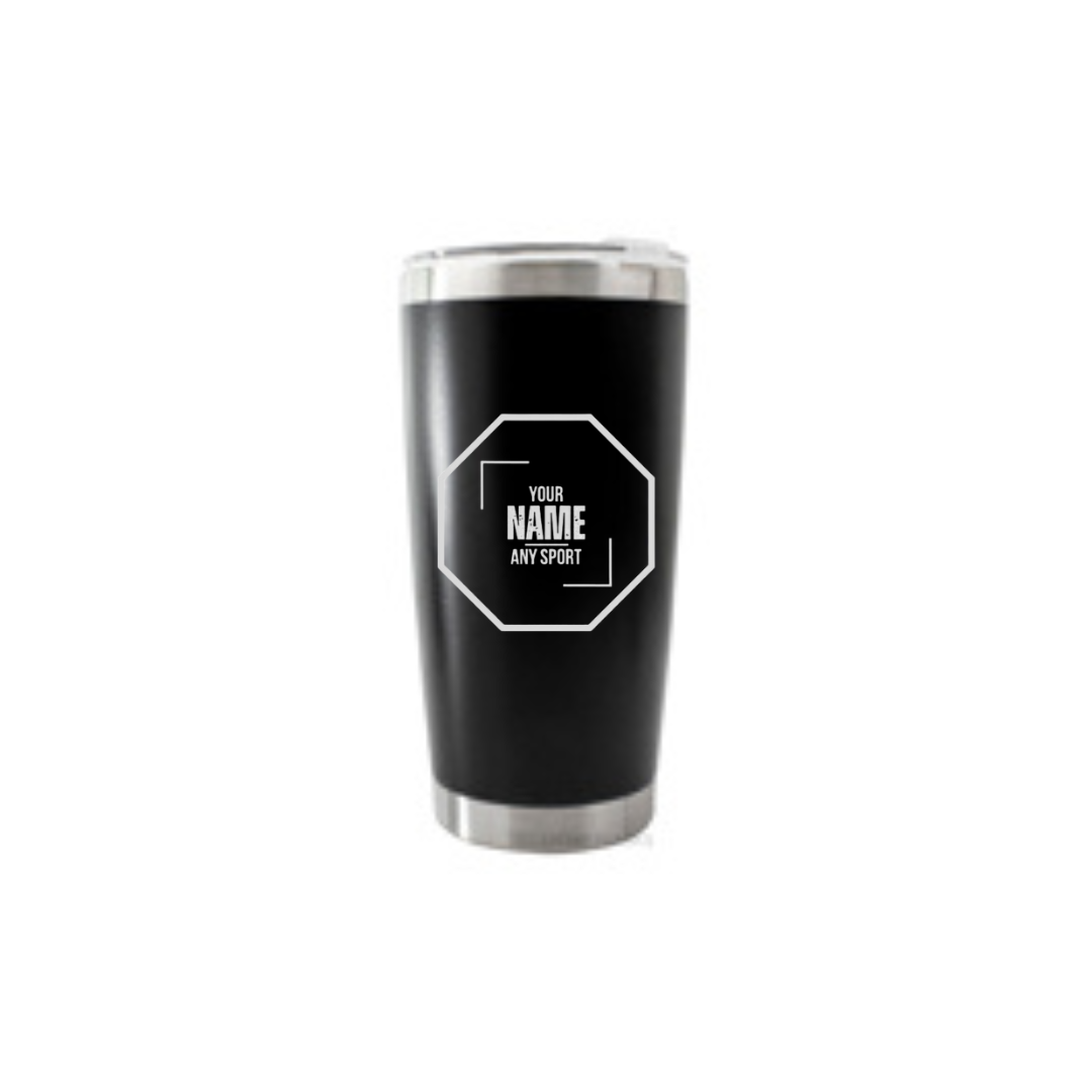 Personalised Gift: Thermal Travel Mug, Logo Design, Your Name & Initials & Any Sport