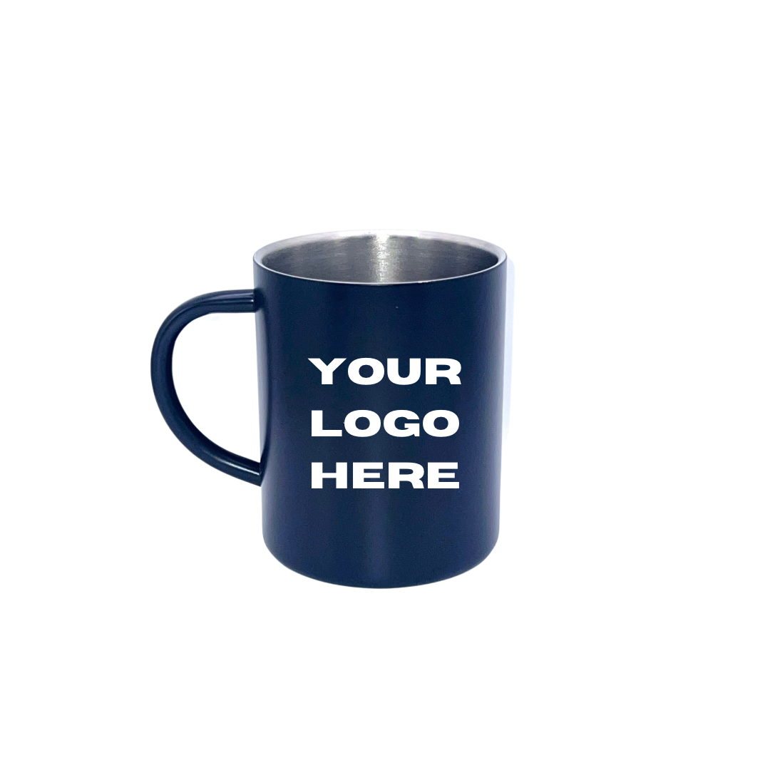 Personalised Gift: Steel Mug, Octagon Logo Design with Your Name