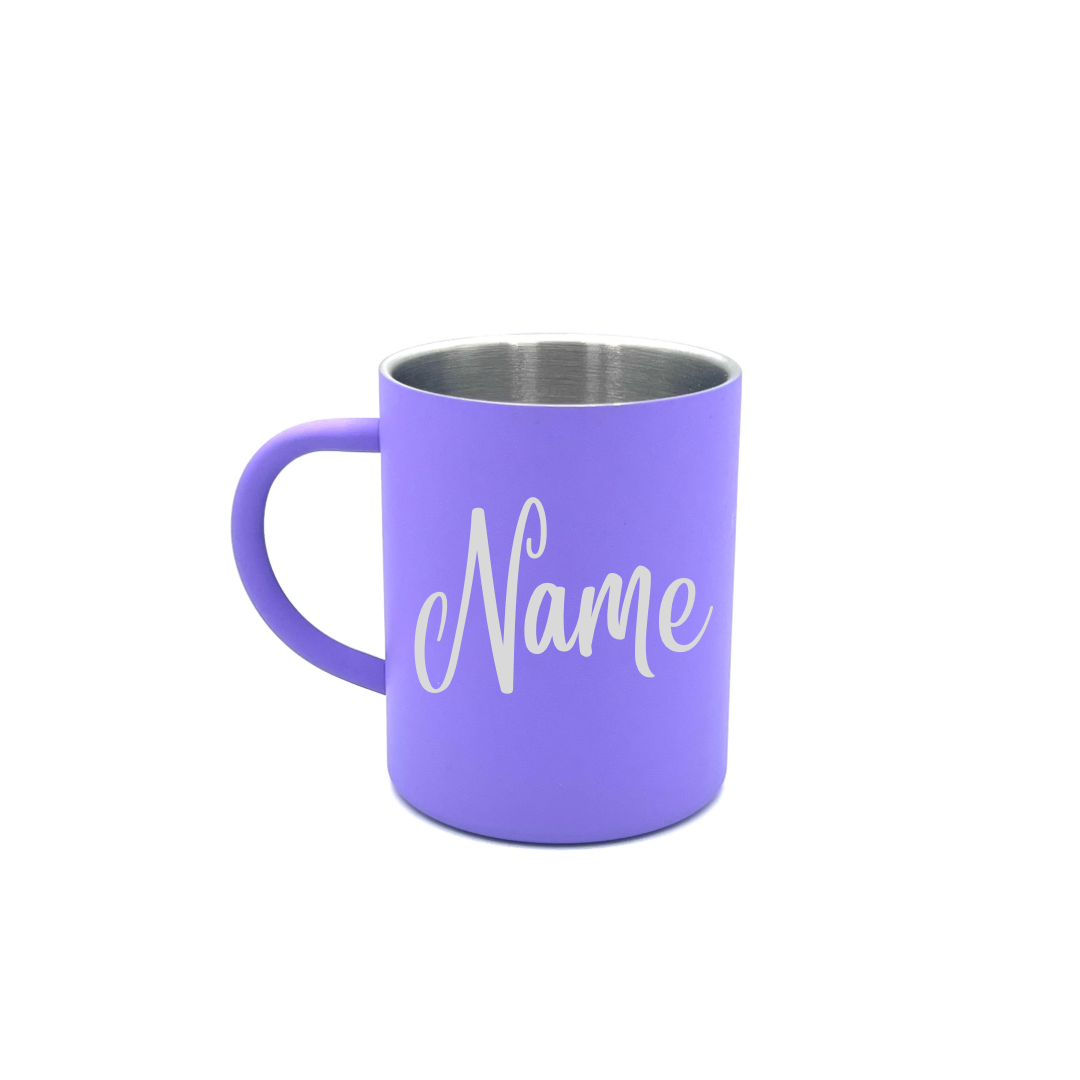 Personalised Gift: Steel Mug, Personalised with Any Logo & with Your Name