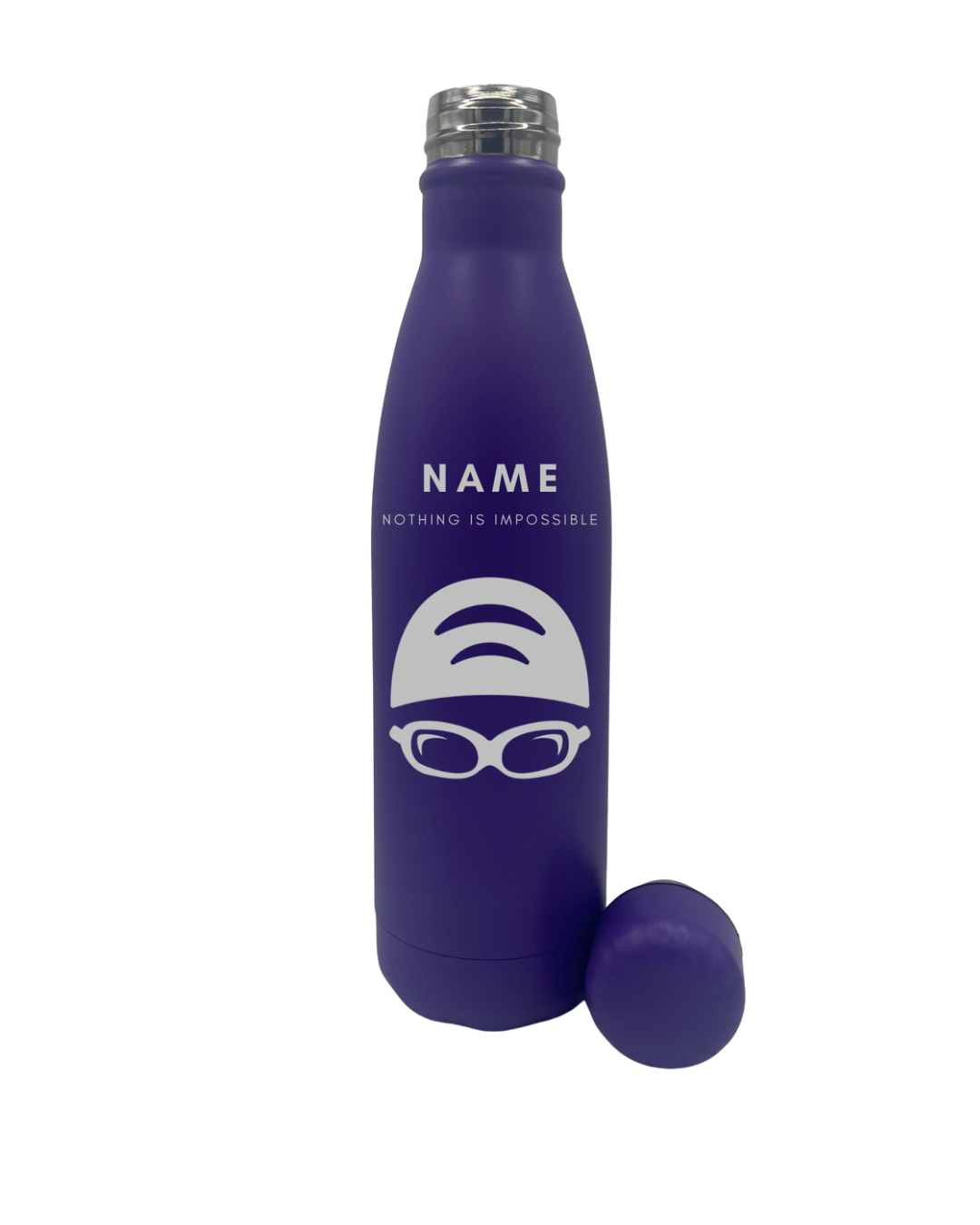 Gift for Swimmers - Personalised Thermos Water Bottle with Motivational ‘Nothing is Impossible’”