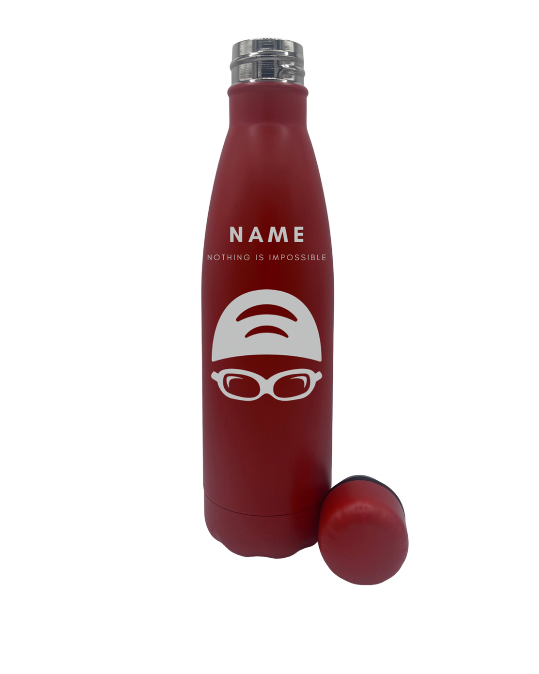 Gift for Swimmers - Personalised Thermos Water Bottle with Motivational ‘Nothing is Impossible’”