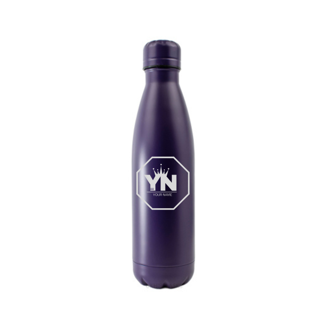Personalised Gift: Steel Water Bottle, Personalised with Your Name & Initials In the King Octagon Logo