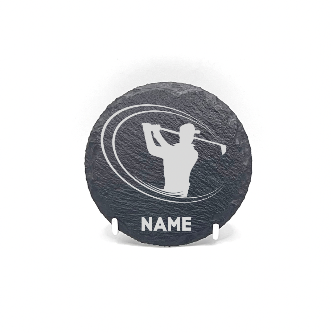 Personalised Gift: Slate Coaster, Golf, Any Name