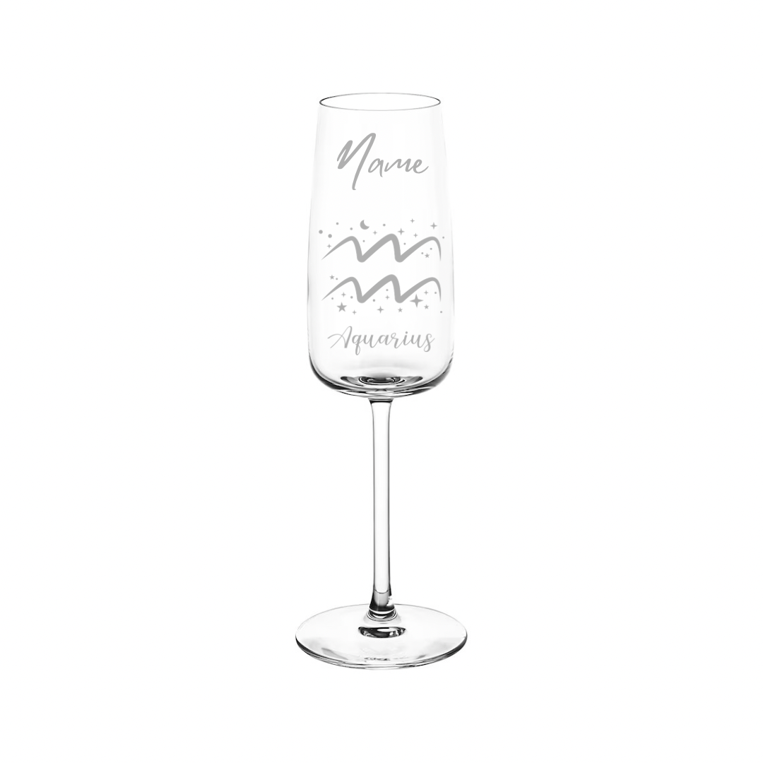 Personalised Gift: Personalised Champagne Glass, Sign of the Zodiac, Star Sign & Any Name