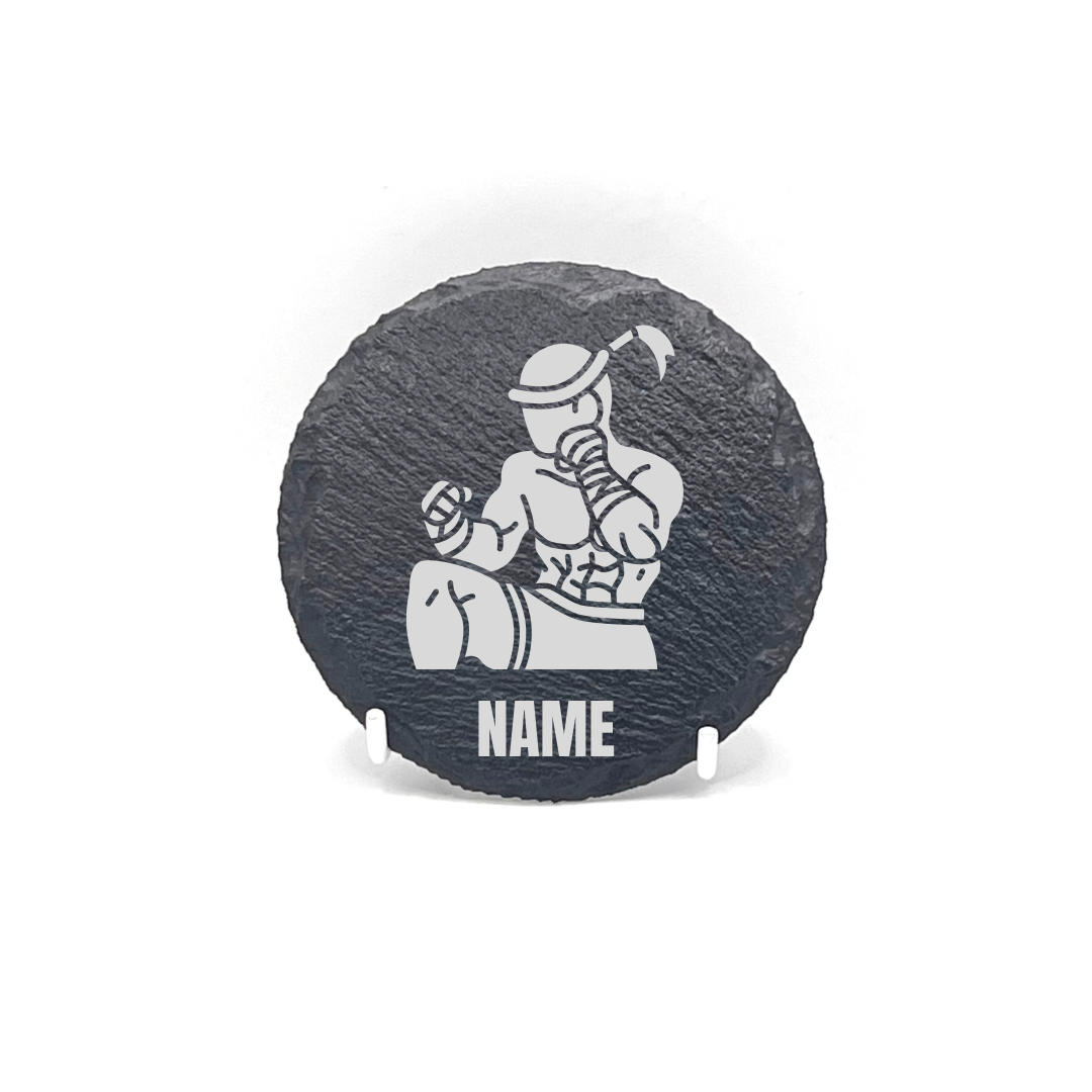 Personalised Gift: Slate Coaster, Muay Thai, Thai Boxing, Any Name