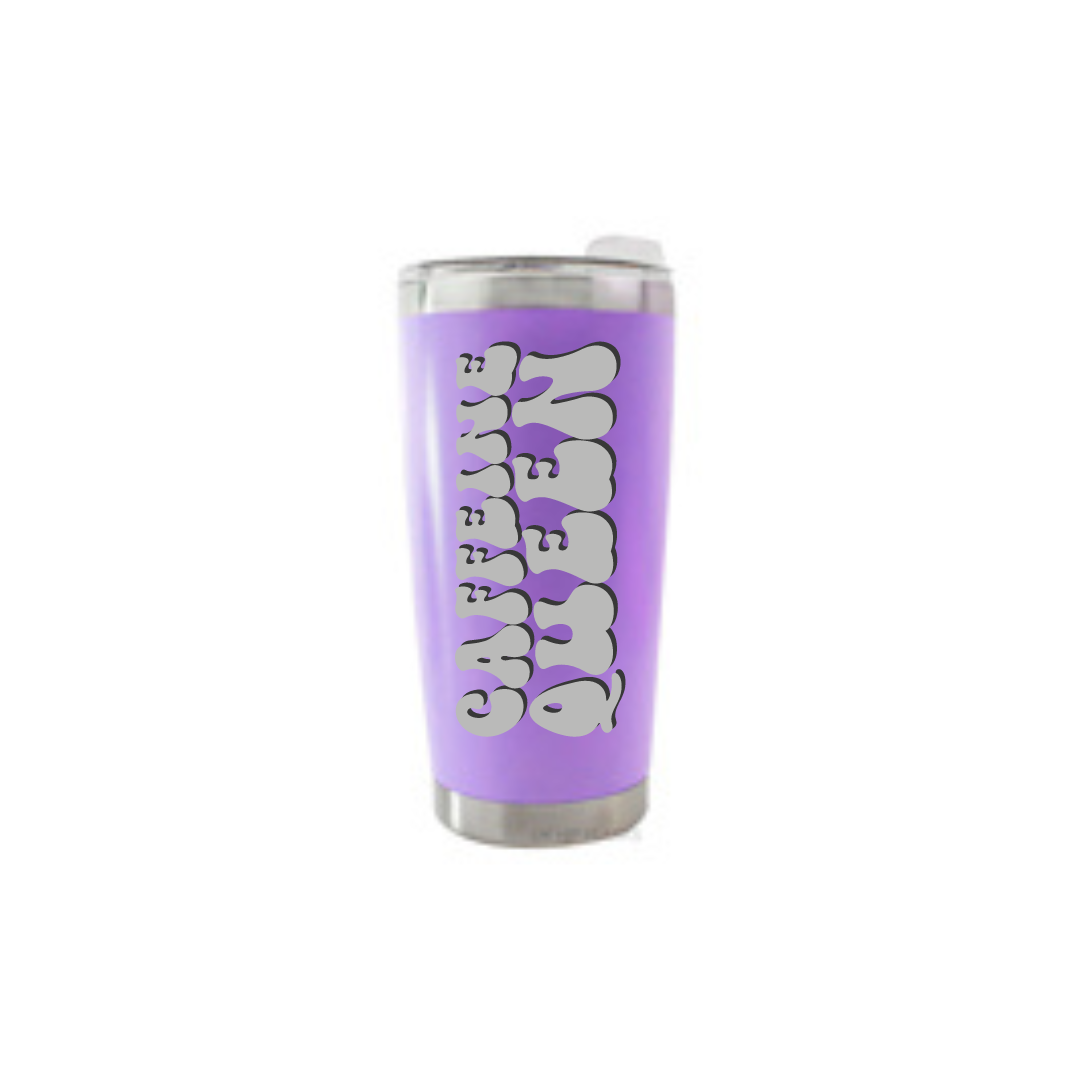Personalised Gift: Thermal Travel Mug, Caffeine Queen Design