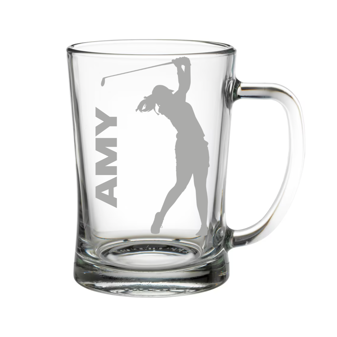 Personalised Gift: Beer Tanker, Ladies Golf Design, Any Name