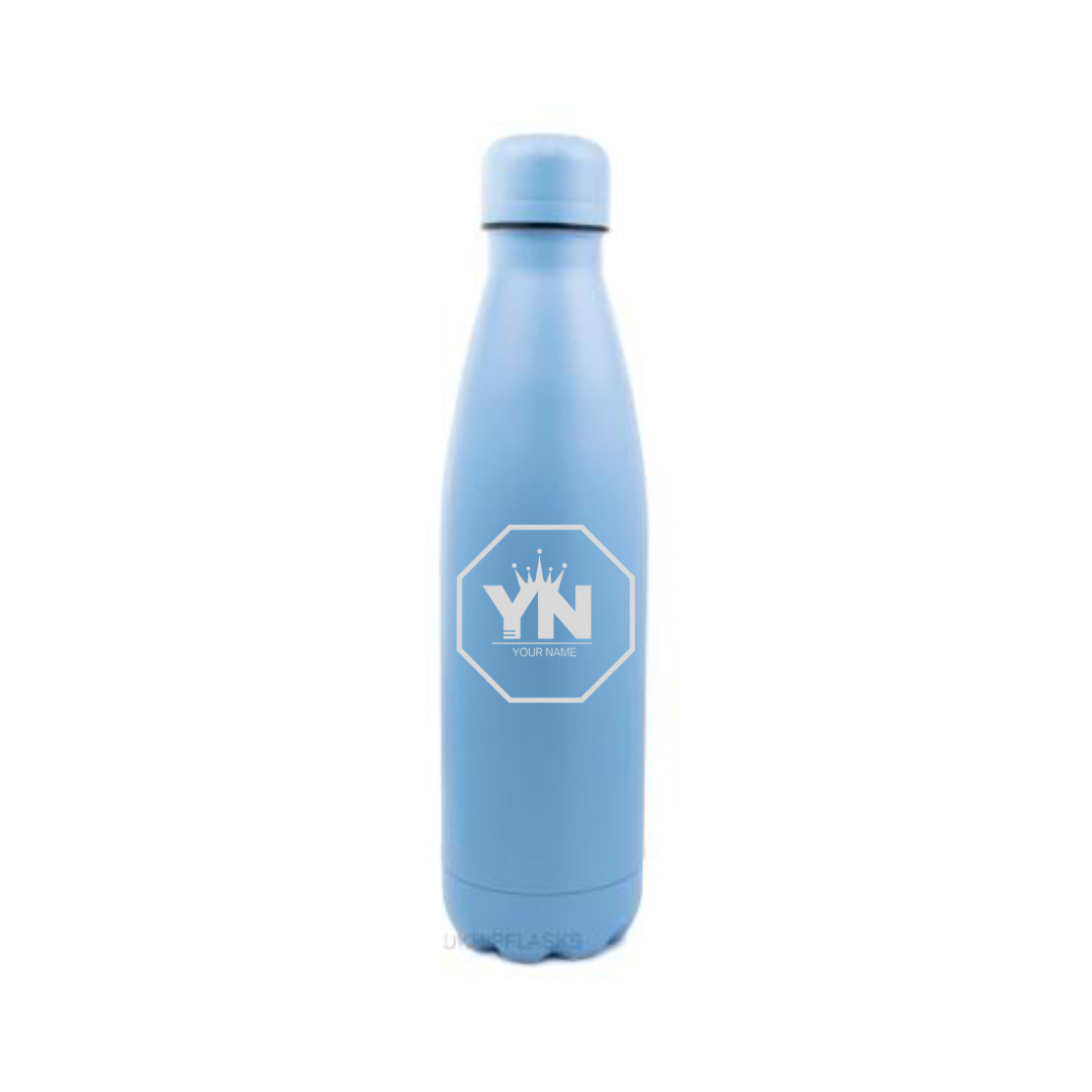 Personalised Gift: Steel Water Bottle, Personalised with Your Name & Initials In the King Octagon Logo