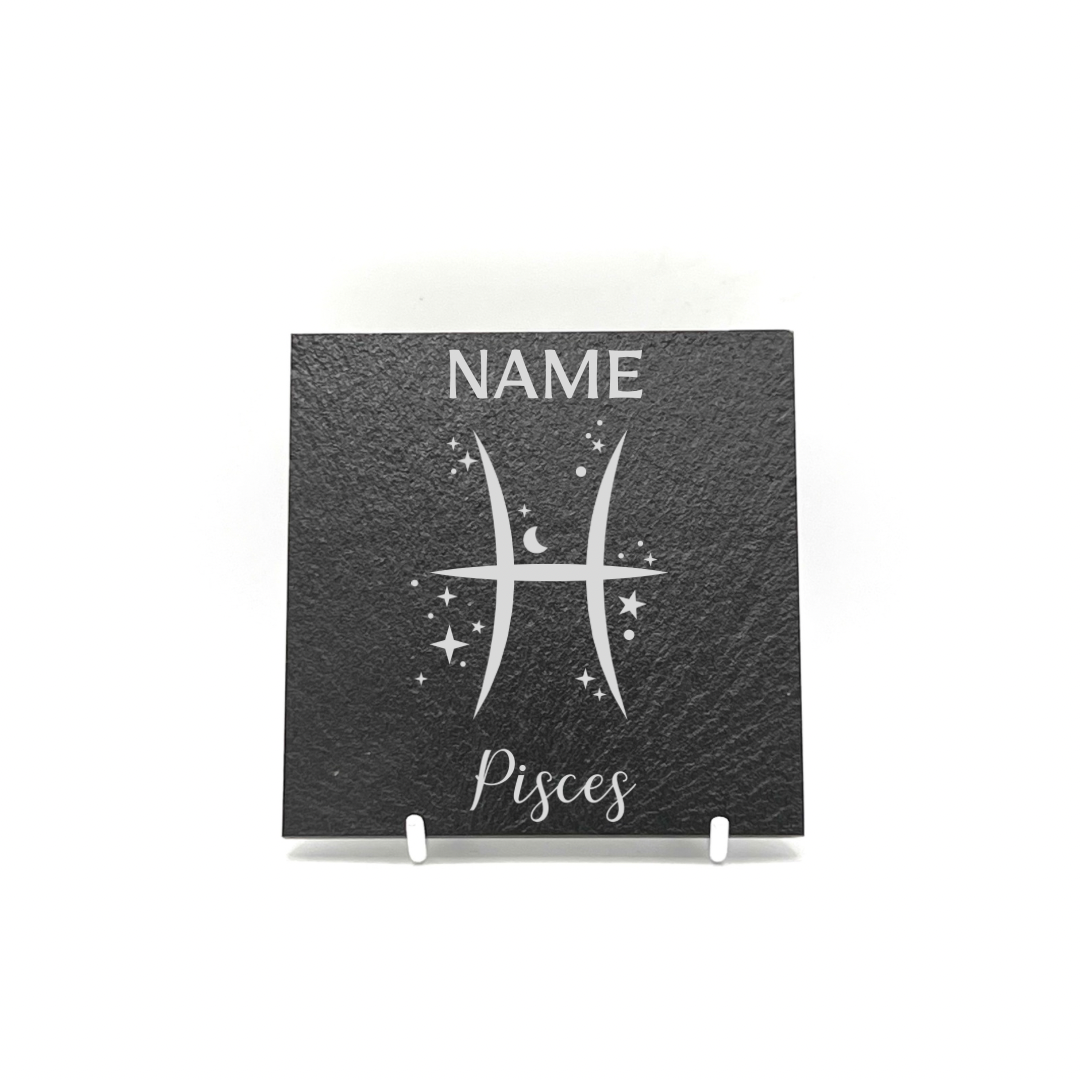 Personalised Gift: Personalised, Slate Coaster, Sign of the Zodiac, Star Sign & Any Name