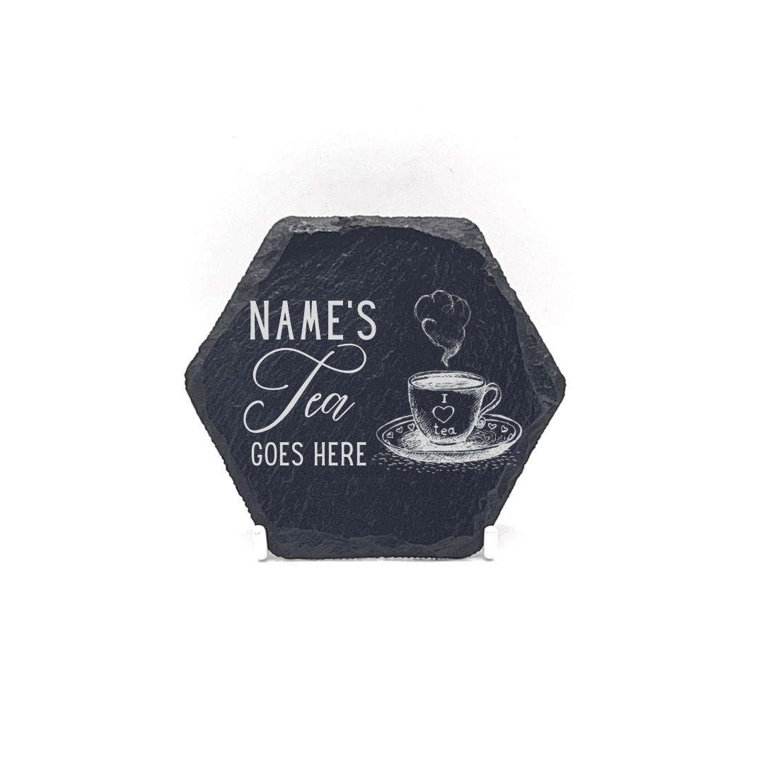 Personalised Gift: Slate Coaster, Personalised with Your Favourite Drink & Your Name. Gin, Beer, Wine, Tea, Coffee, Vodka, Whiskey, Champagne, Cocktails, Prosecco