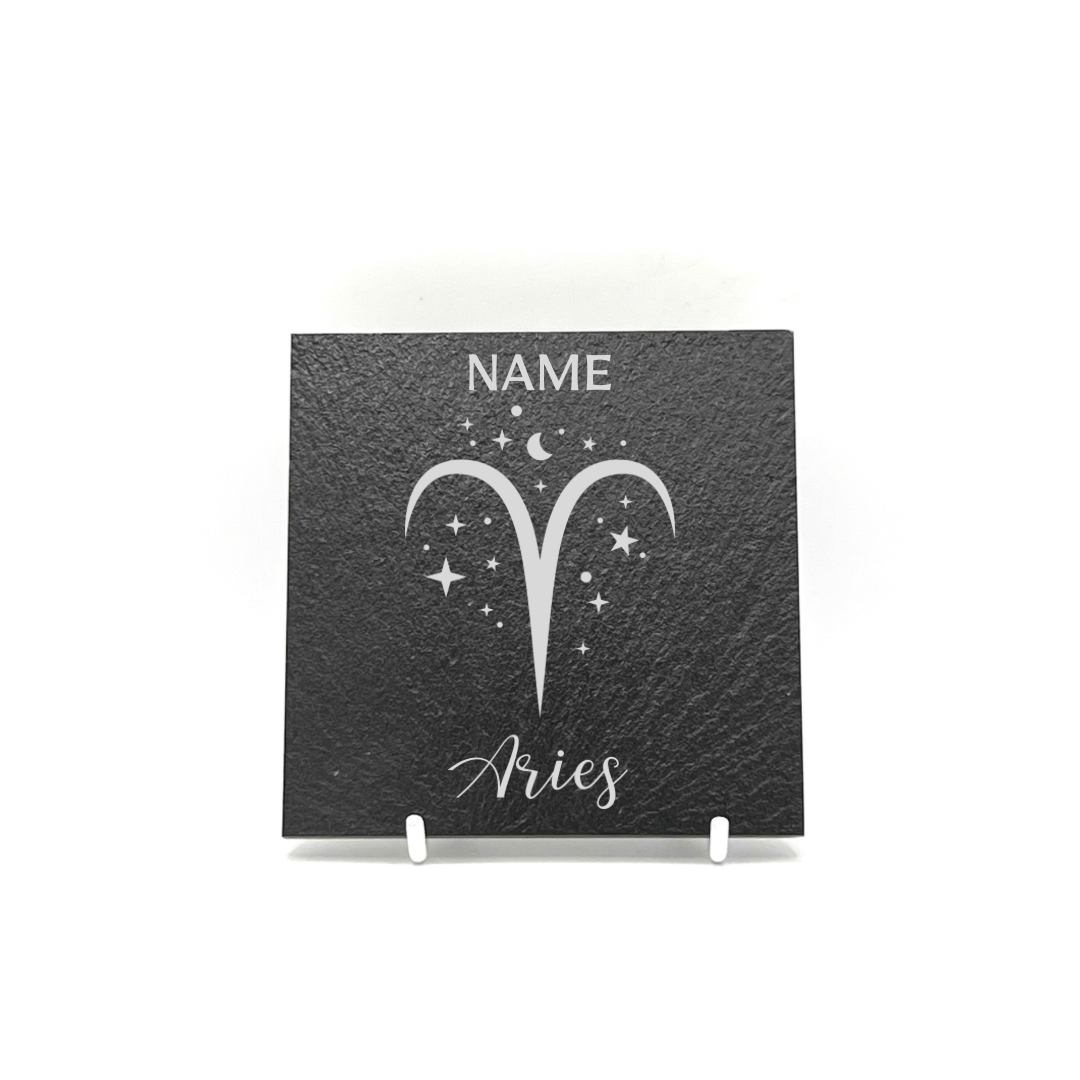 Personalised Gift: Personalised, Slate Coaster, Sign of the Zodiac, Star Sign & Any Name