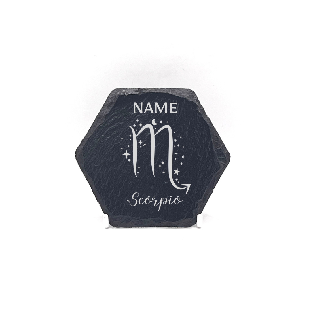 Personalised Gift: Personalised, Slate Coaster, Sign of the Zodiac, Star Sign & Any Name