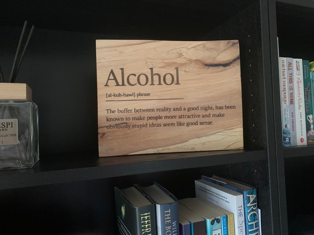 Personalised Gift: Handmade & Hand-finished, Wooden Art, Alcohol Definition, Funny