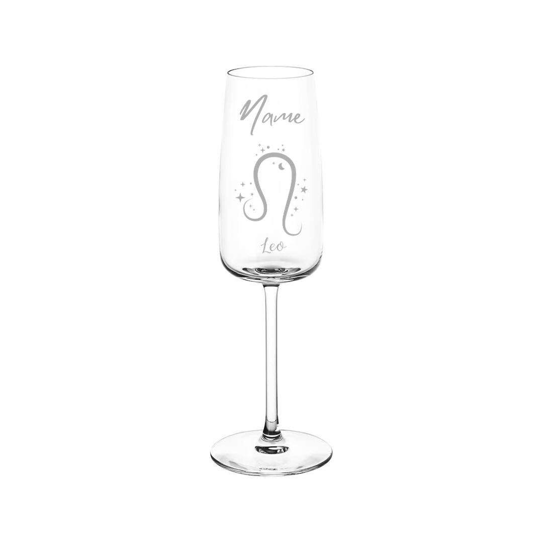 Personalised Gift: Personalised Champagne Glass, Sign of the Zodiac, Star Sign & Any Name