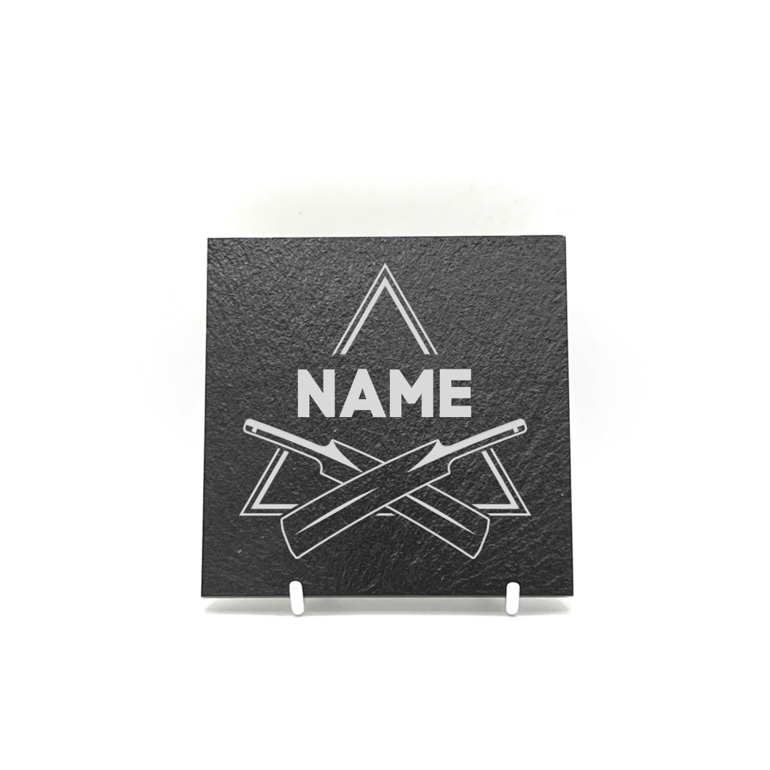 Personalised Gift: Slate Coaster, Cricket, Any Name