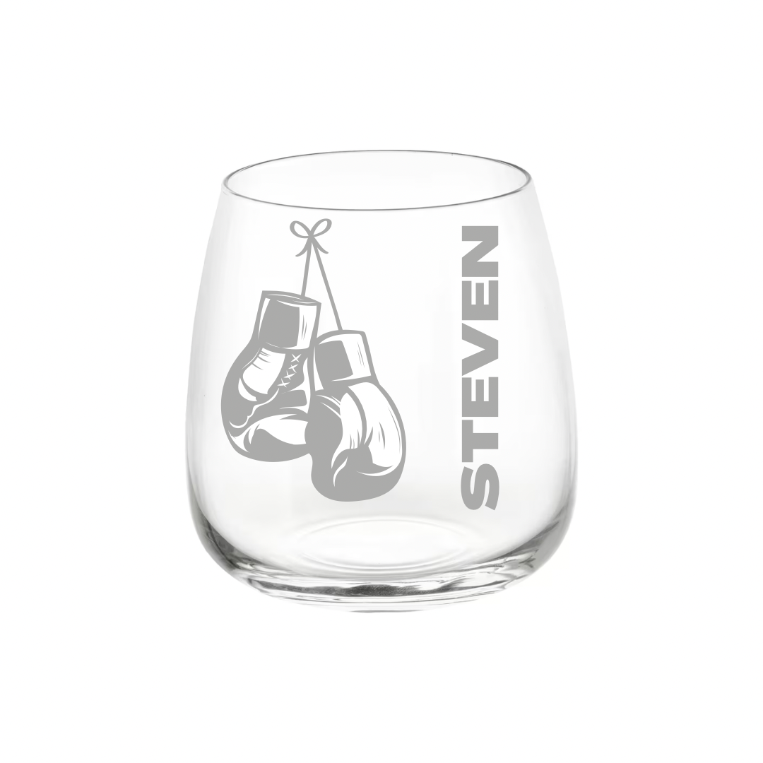 Personalised Gift: Personalised Glass, Boxing Design, Any Name