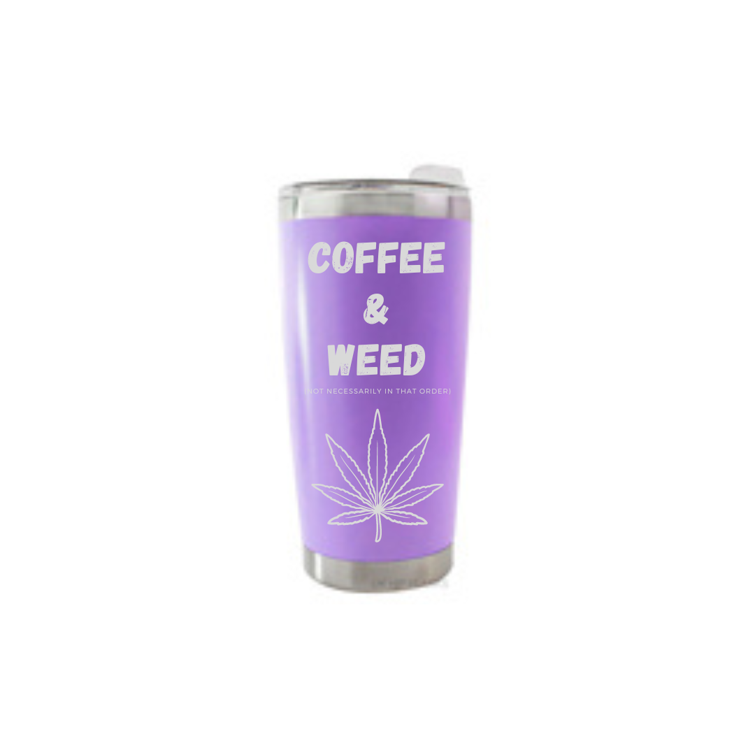 Personalised Gift: Thermal Travel Mug, Weed & Coffee Design