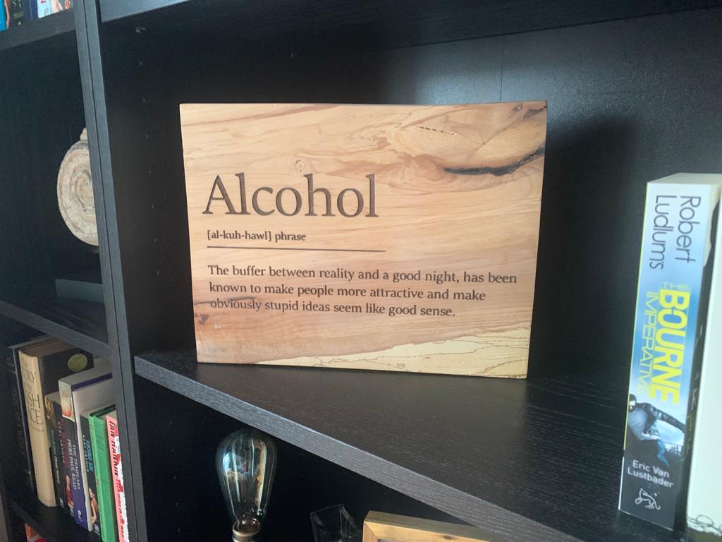 Personalised Gift: Handmade & Hand-finished, Wooden Art, Alcohol Definition, Funny