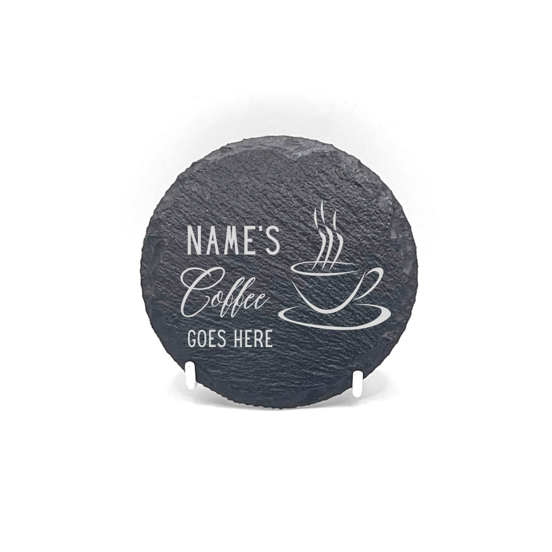 Personalised Gift: Slate Coaster, Personalised with Your Favourite Drink & Your Name. Gin, Beer, Wine, Tea, Coffee, Vodka, Whiskey, Champagne, Cocktails, Prosecco