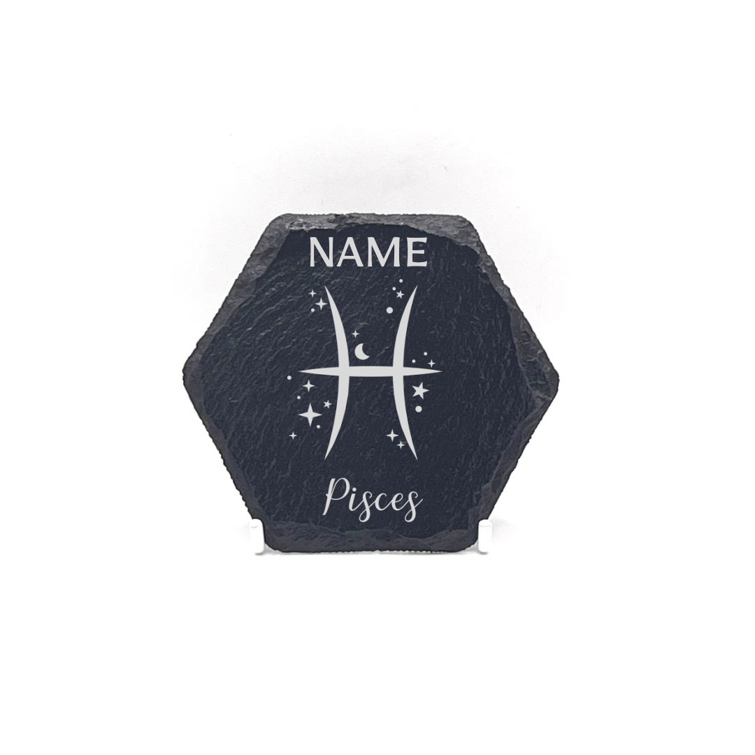 Personalised Gift: Personalised, Slate Coaster, Sign of the Zodiac, Star Sign & Any Name