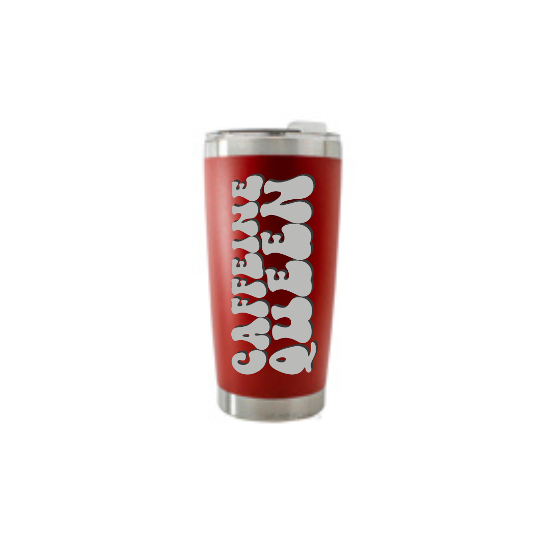 Personalised Gift: Thermal Travel Mug, Caffeine Queen Design