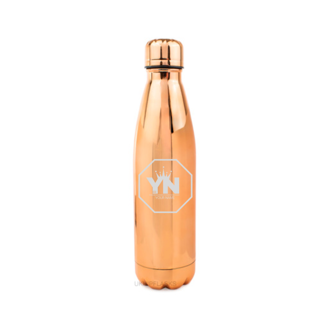 Personalised Gift: Steel Water Bottle, Personalised with Your Name & Initials In the King Octagon Logo