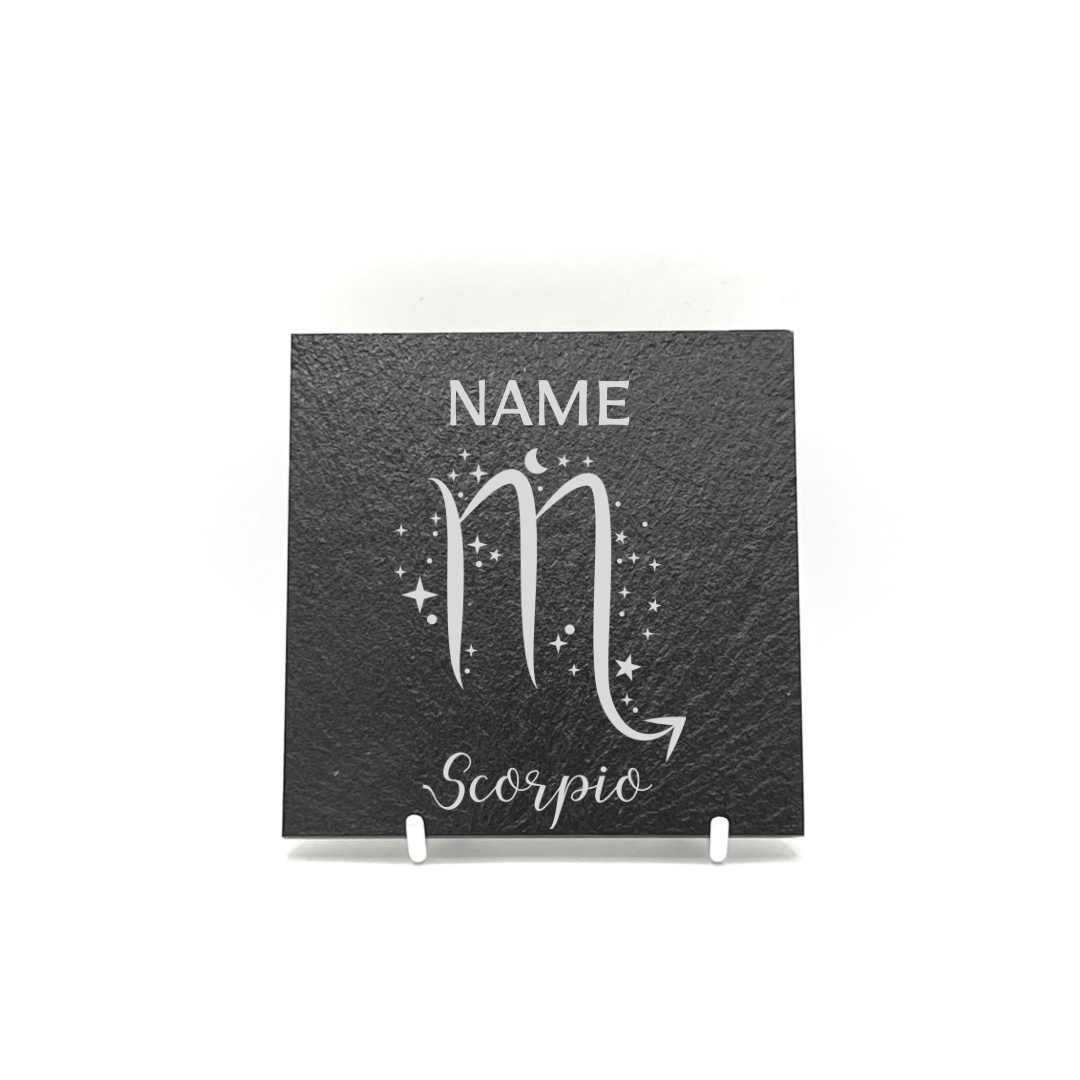 Personalised Gift: Personalised, Slate Coaster, Sign of the Zodiac, Star Sign & Any Name