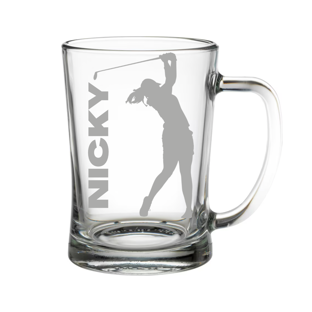 Personalised Gift: Beer Tanker, Ladies Golf Design, Any Name