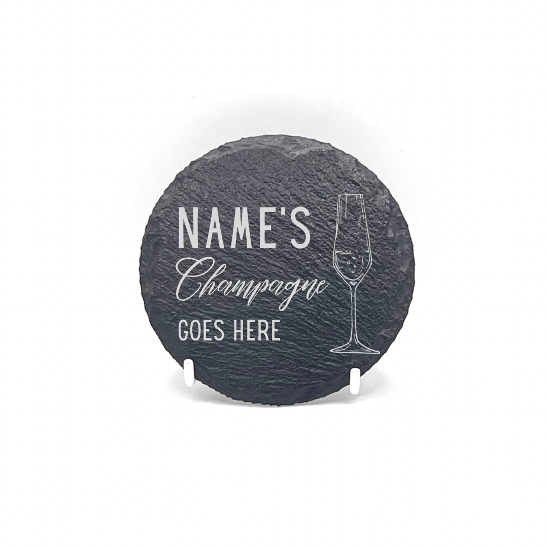 Personalised Gift: Slate Coaster, Personalised with Your Favourite Drink & Your Name. Gin, Beer, Wine, Tea, Coffee, Vodka, Whiskey, Champagne, Cocktails, Prosecco