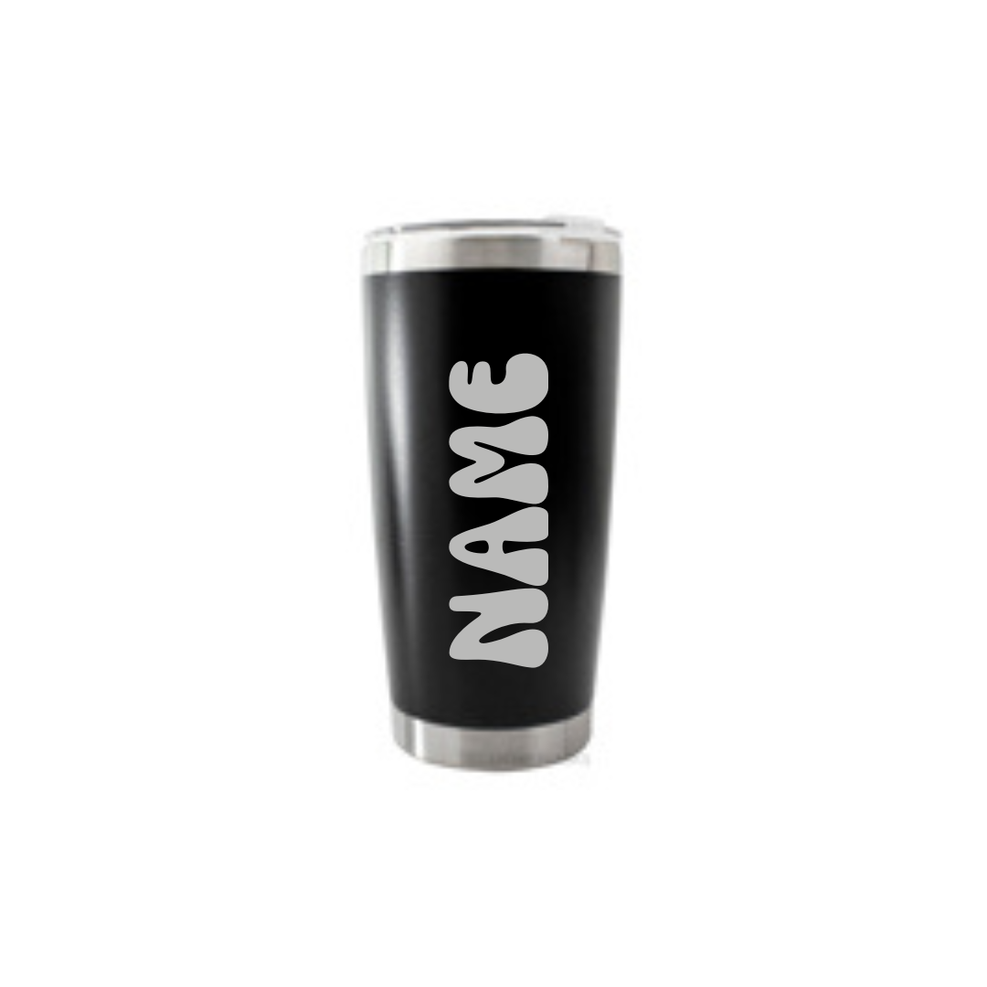 Personalised Gift: Thermal Travel Mug, Happy Birthday Design