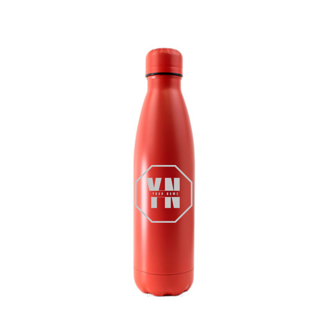 Personalised Gift: Steel Water Bottle, Personalised with Any Name & Initials