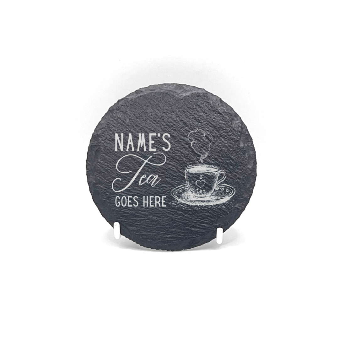 Personalised Gift: Slate Coaster, Personalised with Your Favourite Drink & Your Name. Gin, Beer, Wine, Tea, Coffee, Vodka, Whiskey, Champagne, Cocktails, Prosecco