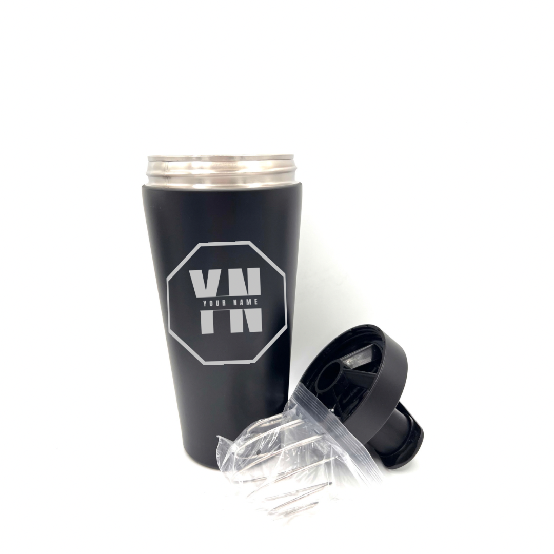 Personalised Gift: Custom Steel Protein Shaker, Fitness Gift, Gym Gift, Any Name & Initials