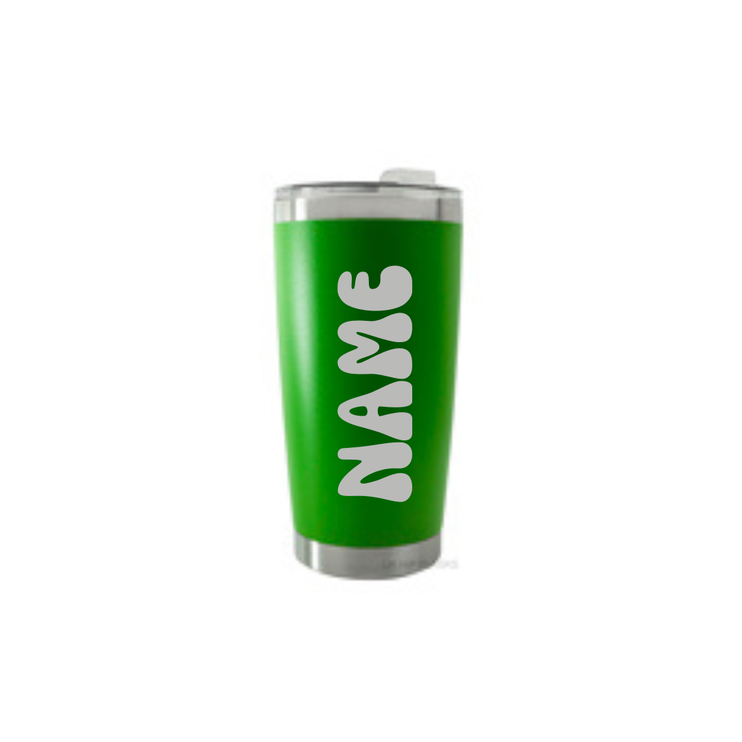 Personalised Gift: Thermal Travel Mug, Happy Birthday Design