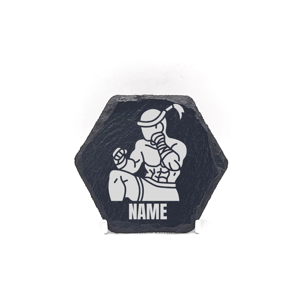 Personalised Gift: Slate Coaster, Muay Thai, Thai Boxing, Any Name