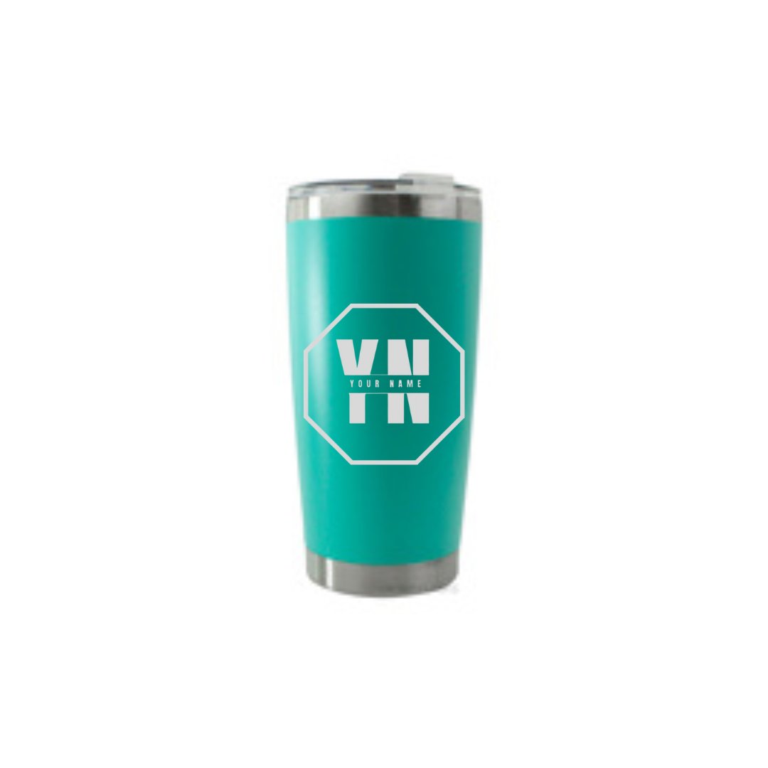 Personalised Gift: Thermal Travel Mug, Logo Design, Your Name & Initials