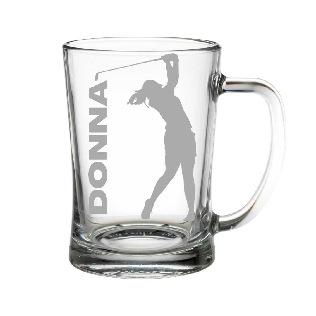 Personalised Gift: Beer Tanker, Ladies Golf Design, Any Name