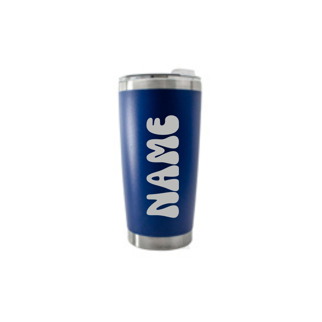 Personalised Gift: Thermal Travel Mug, Happy Birthday Design