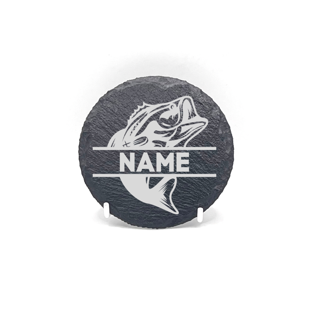Personalised Gift: Slate Coaster, Fishing, Any Name