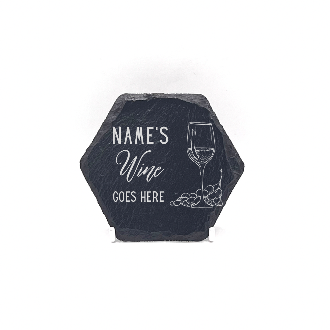 Personalised Gift: Slate Coaster, Personalised with Your Favourite Drink & Your Name. Gin, Beer, Wine, Tea, Coffee, Vodka, Whiskey, Champagne, Cocktails, Prosecco