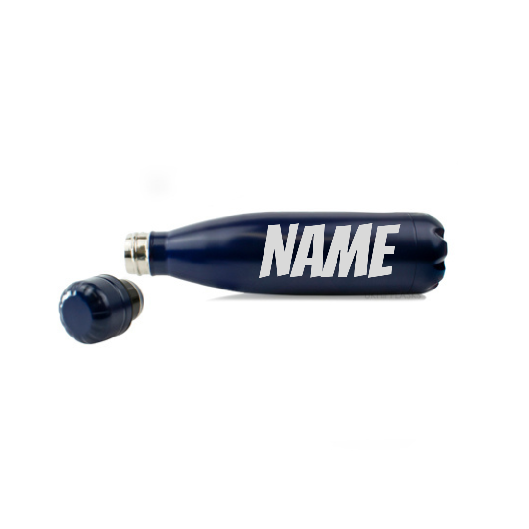 Personalised Gift: Steel Water Bottle, Any Club Name & Any Name