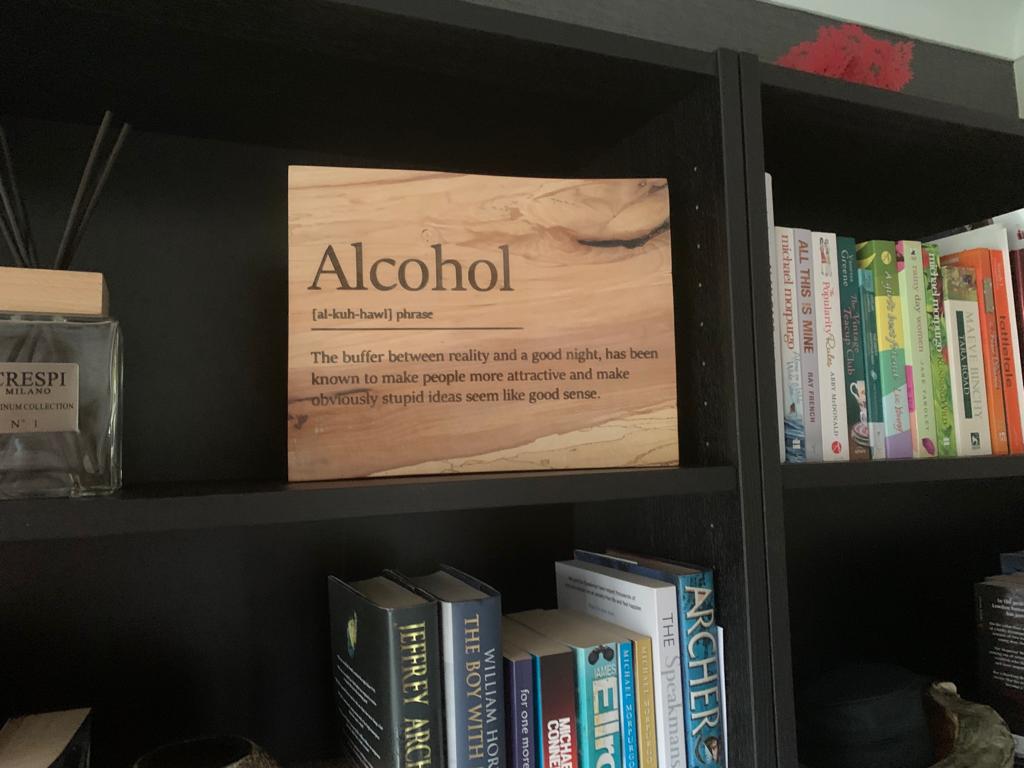 Personalised Gift: Handmade & Hand-finished, Wooden Art, Alcohol Definition, Funny