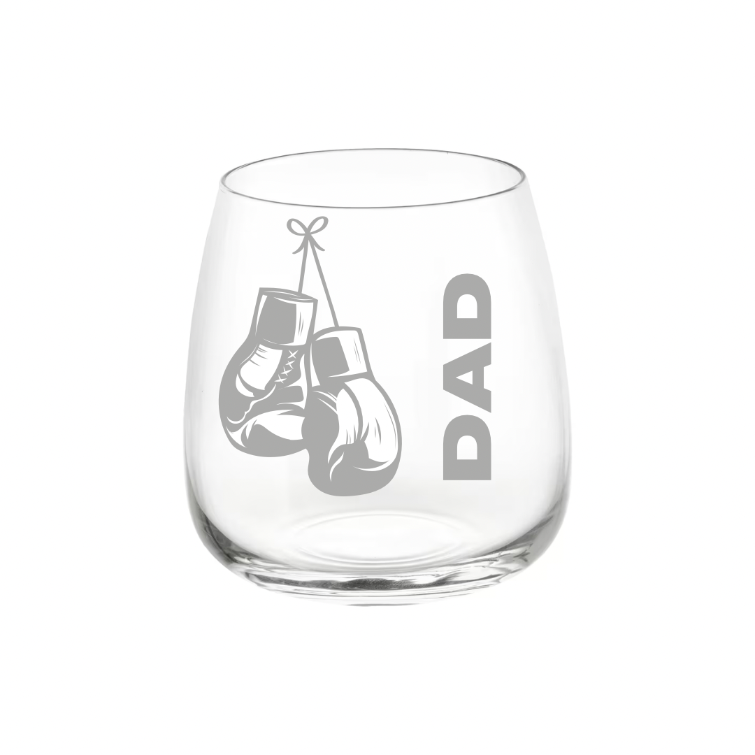 Personalised Gift: Personalised Glass, Boxing Design, Any Name