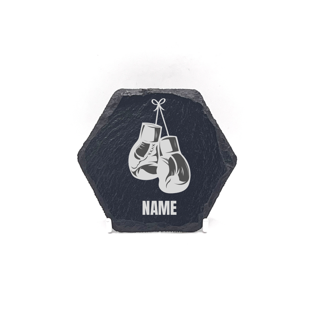 Personalised Gift: Slate Coaster, Boxing, Any Name