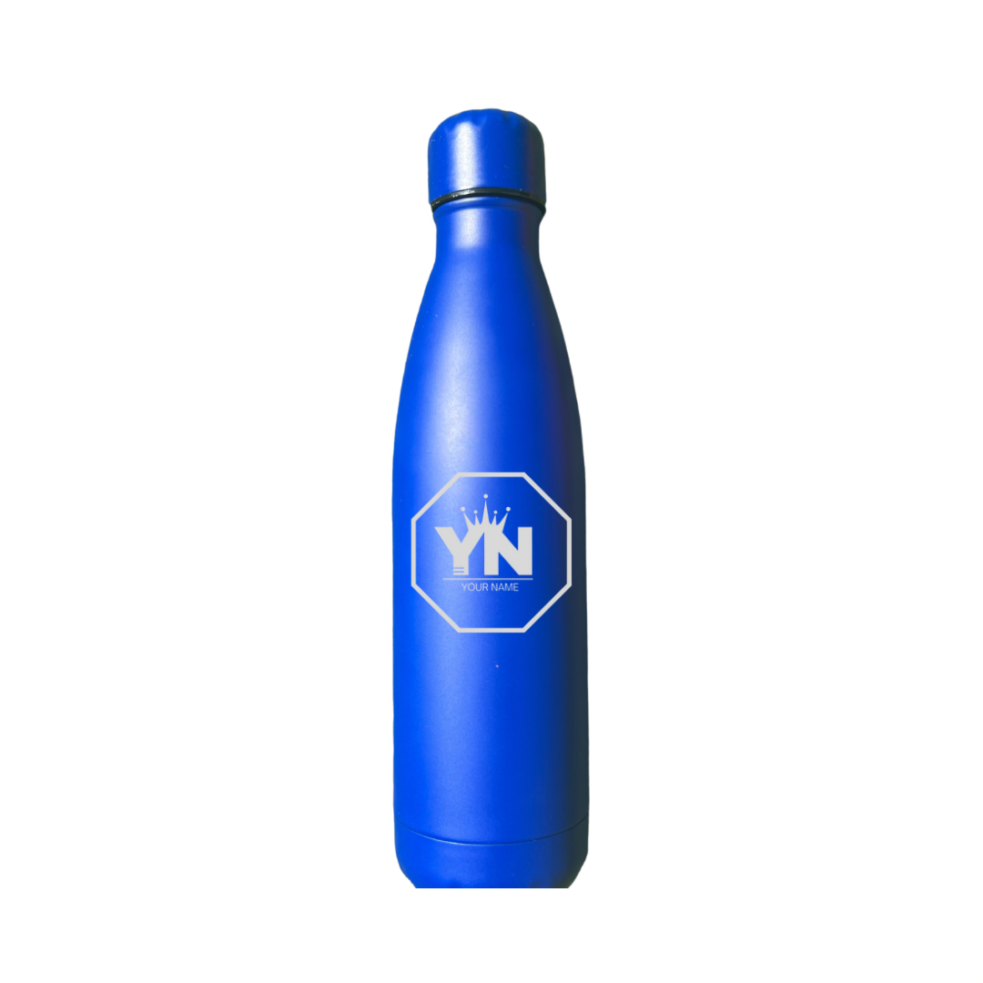 Personalised Gift: Steel Water Bottle, Personalised with Your Name & Initials In the King Octagon Logo