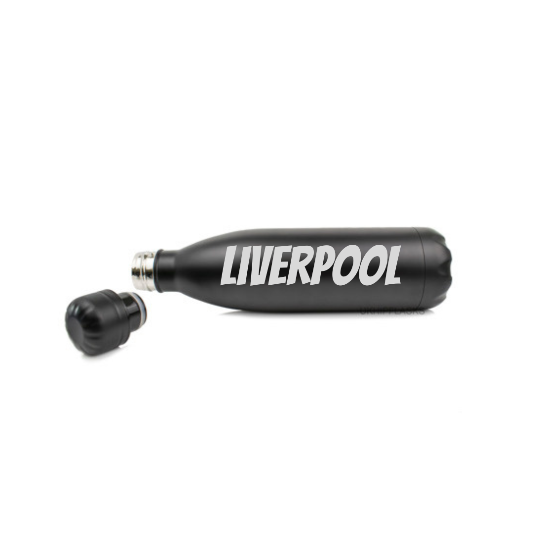 Personalised Gift: Steel Water Bottle, Any Club Name & Any Name