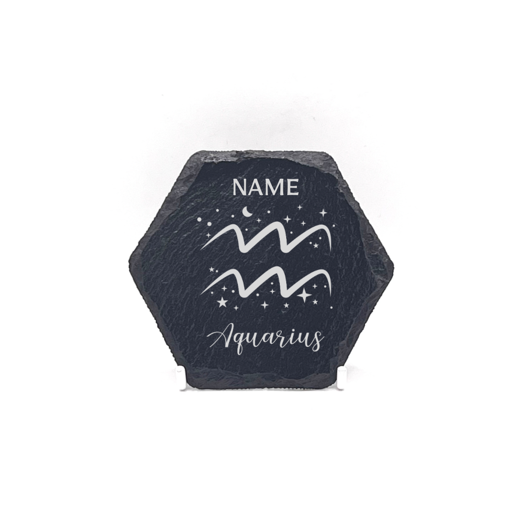 Personalised Gift: Personalised, Slate Coaster, Sign of the Zodiac, Star Sign & Any Name